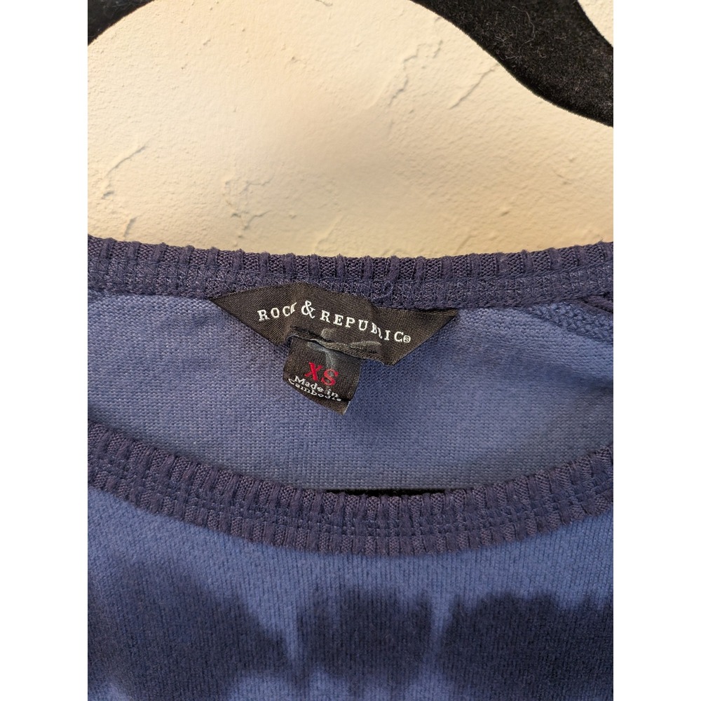 Rock & Republic Tie Dye Long Sleeve Top Women's XS Blue